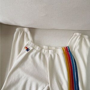 Aviator Nation 5 Stripe Sweatpants- Vintage White